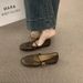 XINZHOU Vintage Square-Toe Mary Jane Shoes With Single Strap, Versatile For Commuting, Soft Leather Granny Shoes, Flat_vogvips.com