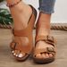 New Large Thick Bottom Belt Buckle One Word Slippers For Women, Slope Follow, Stitching, Open Toed Beach Sandals_vogvips.com