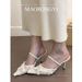 2025 Summer Mesh High Heels Hollow Pointed Closed Toe Stiletto Fairy Daily Lace Shallow Sandals In Various Sizes_vogvips.com