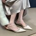 Roman Stiletto Peep Sandals For Women, Niche Dign, Commuter Fairy Style, Spring Summer Pointed Toe Mid Heel Single_vogvips.com