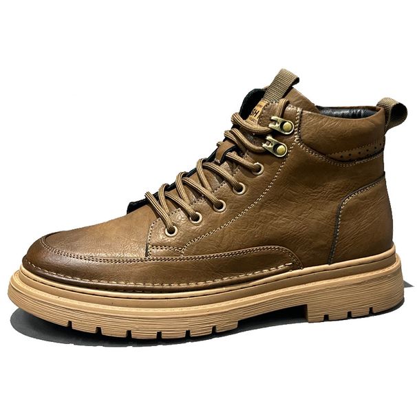 Martin Boots Men's Velvet Medium Boots Men's Shoes Genuine Leather Men's Retro Tooling Boots_vogvips.com
