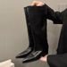 Women's Western Style Knee High Boots With Chunky Heel And Pointed Toe Classic Cowboy Boots For All-Day Comfort Boots, Fashion Boots._vogvips.com