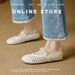Baotou Half-Slip Women's Summer Outdoor Wear Heel-Raising Slippers With Hole-Perforated Knitted Design, Breathable Knit Fashion Sandals_vogvips.com