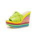 Women's Shoes New Wedge Heel Rainbow Slippers Outdoor High Heel Women's Sandals Large Size Slippers Women_vogvips.com