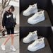 Mesh White Sneakers Women, Ins Style 2025 Summer New Checkered Low-top Breathable Platform Shoes With Thick Soles And_vogvips.com