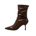 High Heel For Women, Thin Heel, Mid-Calf, 2025 Autumn Winter New Large Size, European And American Style, Back Zipper,_vogvips.com