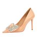 Women's Elegant Pointed Toe High Heel Pumps With Rhinestone Bow Detail - Ultra High Stiletto Heels For Parties & Evening Events_vogvips.com