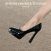 Nude 2025 Waterproof Platform Spring-summer High-heeled Shoes, New Patent Leather Pointed Toe Ultra-high Comfortable_vogvips.com