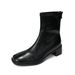 Square Toe Silent Short Commuting Black High Stretch Slim Autumn Winter Soft Sole System Inner Thick Heel Boots_vogvips.com