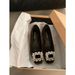 Coare Heel French Rhinetone Temperament Ingle Hoe Women' 2025 New Pring And Autumn Black Quare Toe Commuting_vogvips.com