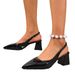 Light Retro 2026 Spring New Cross-Border Plus Size Back Strap Low Heel Pointed Toe Sexy Patent Leather Women's_vogvips.com