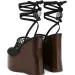 Women's Wood Grain Platform Sandals Adjustable T Strap Chunky Heel Fishnet Summer Festival Shoes Nude Black Block Heels_vogvips.com