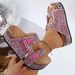 Women's plus Size Flip Flops Rhinestone European American Style Sandals Summer Soft Sole Belt Buckle Slippers_vogvips.com