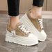 W3677 New Color Matching Women's Shoes 2024 Autumn Inner Height Increase Thick Sole Wear Resistant Versatile Student Breathable Single Shoes Sneakers_vogvips.com