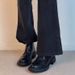 Vintage British Style Round Toe Martin With Velcro, Sports Tire Sole, Chunky Heel, 5cm Height Increase, Short Boots For_vogvips.com