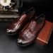 Plus-size leather shoes Business dress leather shoes for men British vintage wash horse Leather wedding shoes_vogvips.com
