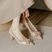 Nude Color Chunky Pointed Toe Mid Heel High Heels For Women 7cm 2024 Spring Autumn Soft Leather Dress Shoes_vogvips.com