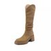 2025 Autumn Winter New Thick-Soled Long For Women, Ruched Slouch Boots, Chunky High Heels, Over-the-Knee Riding Boots_vogvips.com