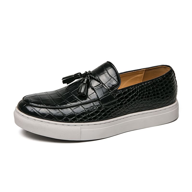 New Fashion Genuine Leather Retro Business Men's Casual Shoes Black Daily Office Loafers One-step Driving Party Dress Wedding Men's Shoes_vogvips.com