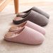Chenille Velvet Men's Slippers, Men's Couple Home Use, Indoor Half Bag With Floor, Confinement Shoes, Silent And Non Slip Cotton Slippers_vogvips.com