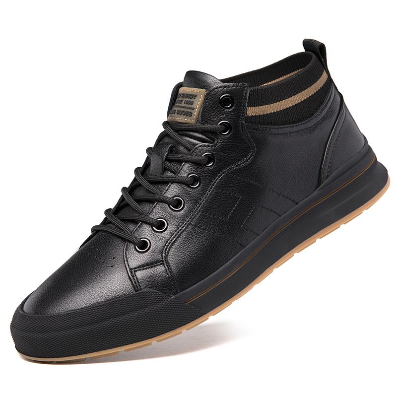Invisible Mid-top Heightening Shoes Men's Breathable British Style Sot Sole Inner Heightening Men's Shoes Sports And Leisure Board Shoes_vogvips.com