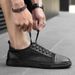 Men's Casual Board Shoes Lace-up Breathable Hollow Men's Small Black Shoes Flat Bottom Hole Breathable Men's Shoes_vogvips.com