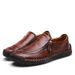 Suitable For All Seasons Spring And Autumn New Men's Slip-On Leather Fashion Zipper Casual Shoes Handmade Large Size Business Loafers_vogvips.com