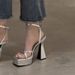 Thick Bottom Silver Chunky Heel Women's Sandals 2025 Summer New_vogvips.com