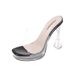 Transparent Strap 2023 Summer New Round Toe Pink Single Thick Super High Heel Casual Fashion Slippers For Women_vogvips.com