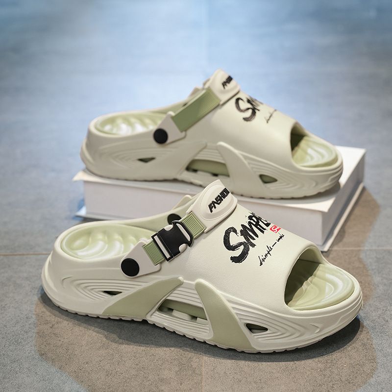 Men's Summer Water Sandals New Style Thick Soled Outdoor Beach Shoes Soft Soled Feel One Strap Driving Shoes_vogvips.com