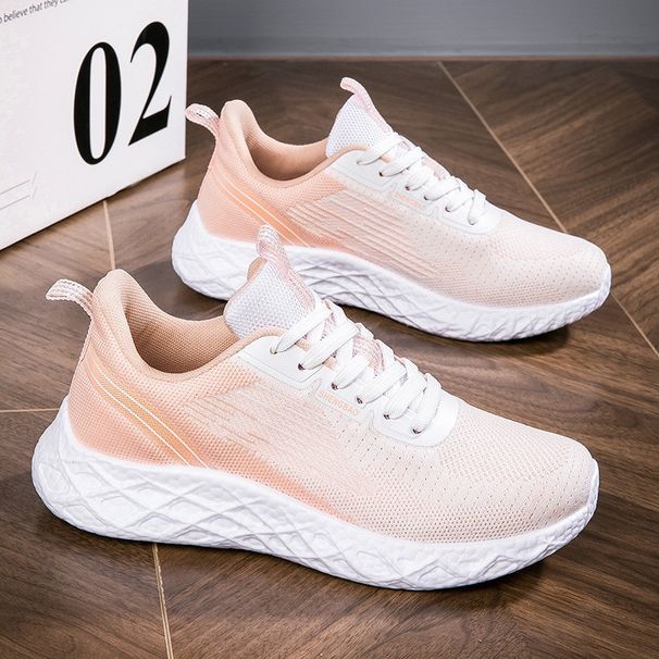 New Women's Summer Breathable Thin Mesh Sports Running Flyknit Trendy Soft Bottom Couple Casual Board Shoes_vogvips.com