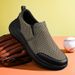 Summer Casual Canvas Shoes, Thin Mesh Sneakers, Black Slip-on Sports Breathable Men's Shoes_vogvips.com