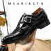 British Style Business Formal Leather For Men Low-top Pointed Buckle Monk Groom Wedding European And American Fashion_vogvips.com