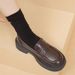 Soft Leather Black Loafers For Women, 2024 Autumn New Style, British Style Thick-soled Slip-on , Popular JK Single_vogvips.com