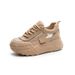 Daddy Shoes Mesh Women's Casual Shoes French Round Head Thick Sole Heightening Casual Sports Shoes_vogvips.com