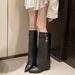 Pointed-Toe Boots Turn-Up Collar Buckle Versatile High-Top Boots 2025 Fall/Winter New_vogvips.com