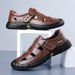 Men's Genuine Leather Sandals Summer Trend New Style Casual Versatile Leather Sandals Non-slip Soft Bottom Breathable Hollow Shoes Men_vogvips.com