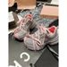 Women's Rhinestone-Embellished Chunky Sole Sneakers With Cross-Lace Design For Elevated Comfort And Style White Chunky Sneakers With A Unique_vogvips.com