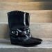 Punk Boots For Women - Chunky Heel Pointed Toe Studded Combat Boots With Buckle Details, Mid-Calf Height, All-Season Wear_vogvips.com