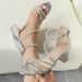 Women's Cross-border Sandals, European And American Style, With Crystal Decoration On The Back Strap, Chunky Heel,_vogvips.com