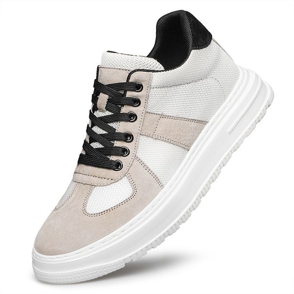Invisible Inner Height Increase Hollow Men's Shoes Men's Small White Board Shoes Men's Casual Leather Shoes_vogvips.com