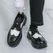British Fashion Men's Big Head Black And White Color-blocking Thick Sole Heightened Casual Men's Shoes Lace-up Business Banquet Wedding Leather Shoes_vogvips.com