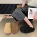 Large Size Thick Bottom Curly Fur Slippers For Women, Autumn And Winter Wear, New Style In 2025, Korean Style, Muffin-topped, Half-slipper_vogvips.com