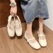 Foreign Trade Thick Heel Not Tired Feet Pearl Fashion Shoes Spring And Autumn Women's Shoes Bow One Pedal Single Shoes_vogvips.com