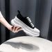 Women's Ultra Light Thick Soled Flat Shoes Canvas Sports Shoes Low Top Lace Up Loafers_vogvips.com
