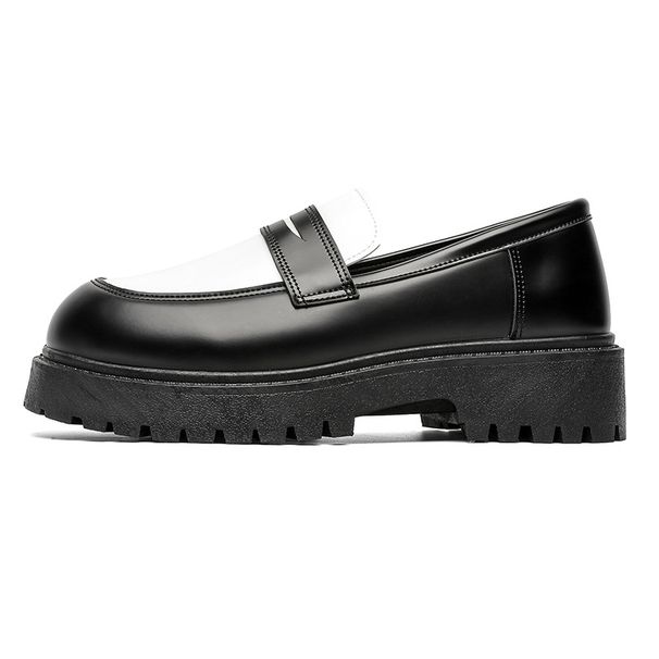 Ins Men's Style New Versatile British Business Trend Casual Thick Sole Carbon Black Sports Non-Slip Large Leath_vogvips.com