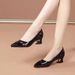 Spring And Autumn New Thick Heels Comfortable Flowers Shallow Mouth Fashion Mom Women's Square Button Single Shoes_vogvips.com