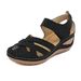 2026 New Cross-Border Closed-Toe Non-Slip Large Size Sandals, Wedge Heel Women's Shoes, Stitched Outerwear Velcro Shoes_vogvips.com