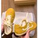 Yellow Leather German Training Shoes Women's Shoes Women's Shoes Flat Casual Sports Board Shoes_vogvips.com