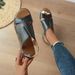 Large One Word Buckle Summer New Sandals Women's Velcro Stitching_vogvips.com